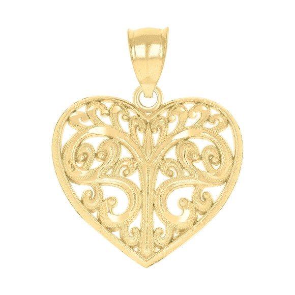 10kt 10k Yellow Gold Womens Heart Charm Pendant